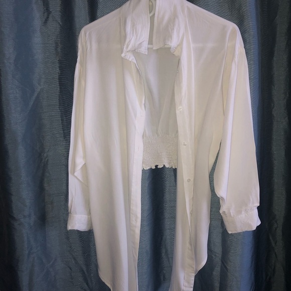Bishop + Young -L- Crisp White Shirt elastic back- full sleeve- new or like new - Picture 8 of 14